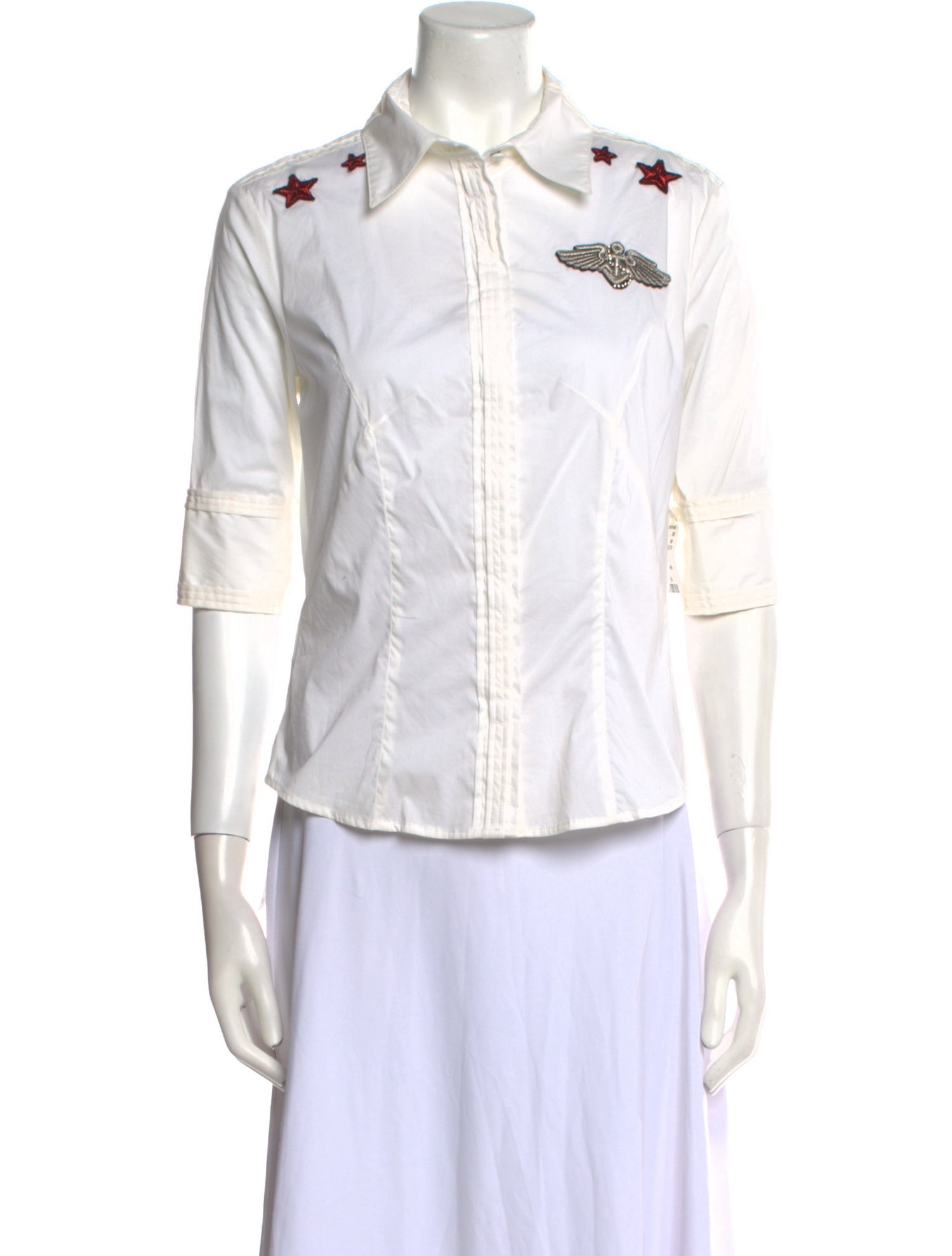 Moschino Jeans Three-Quarter Sleeve Button-Up Top