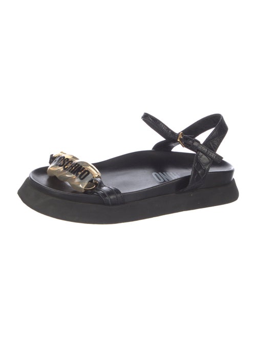 Moschino Leather Chain-Link Accents Slingback Sandals