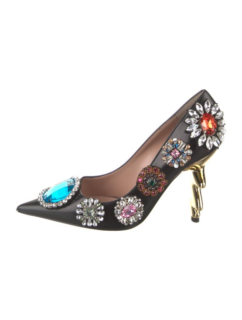 Moschino Leather Floral Print Pumps