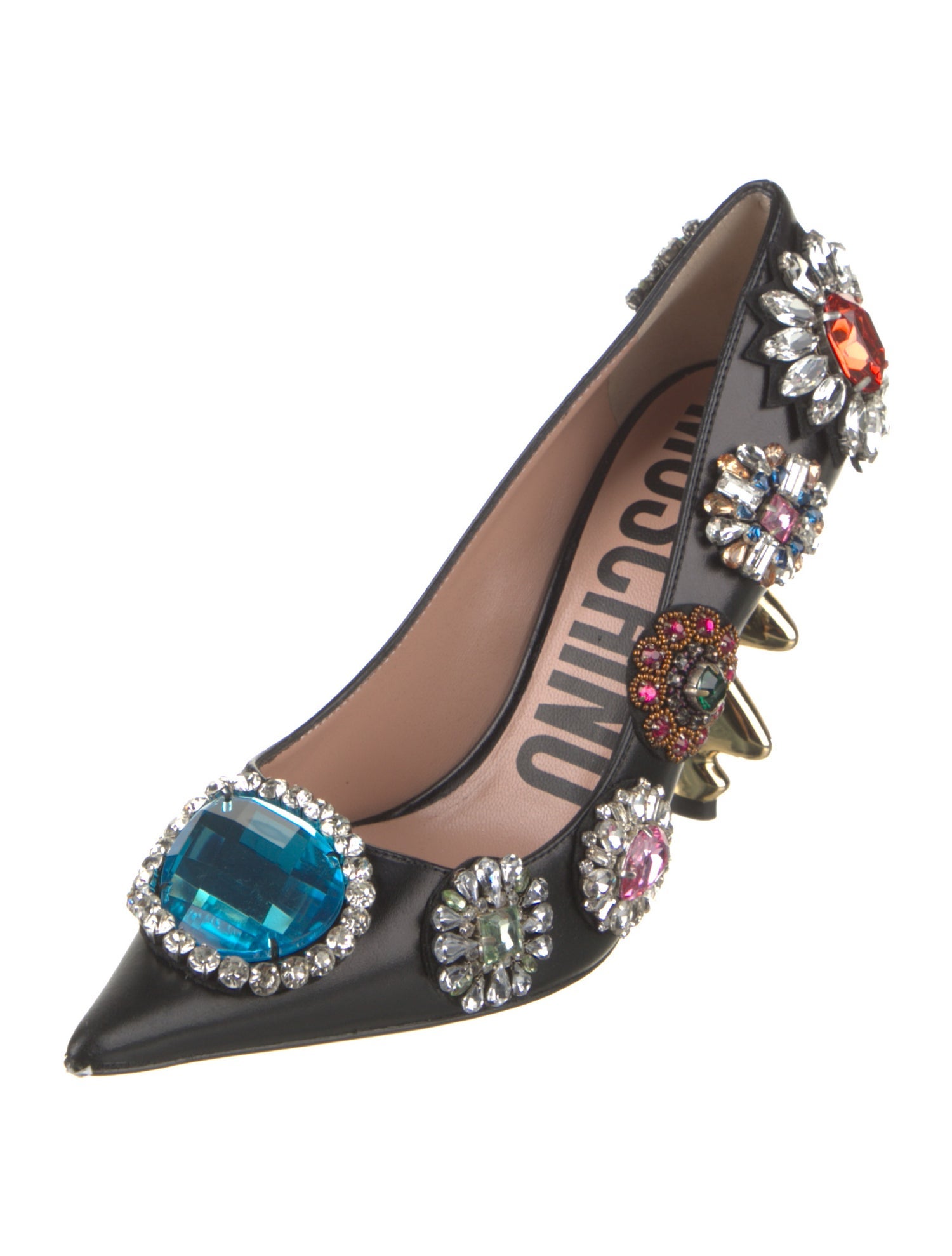 Moschino Leather Floral Print Pumps