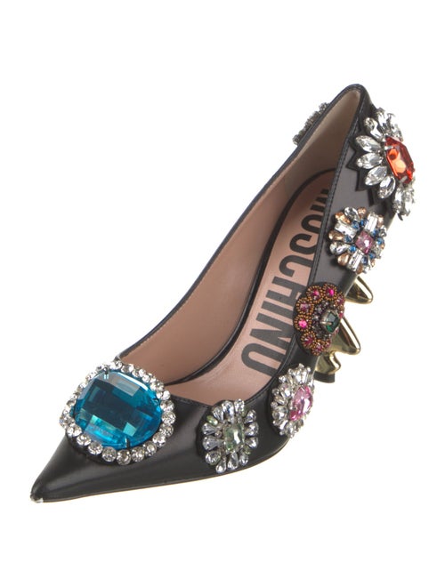 Moschino Leather Floral Print Pumps
