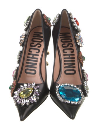 Moschino Leather Floral Print Pumps