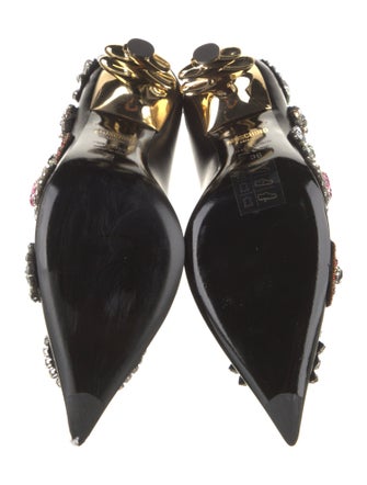 Moschino Leather Floral Print Pumps