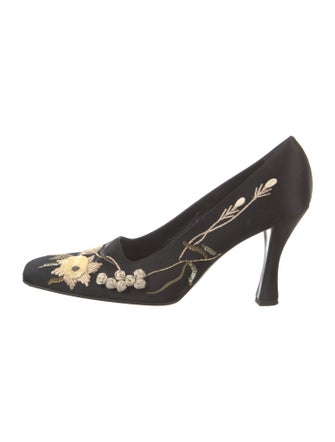 Moschino Satin Floral Print Pumps
