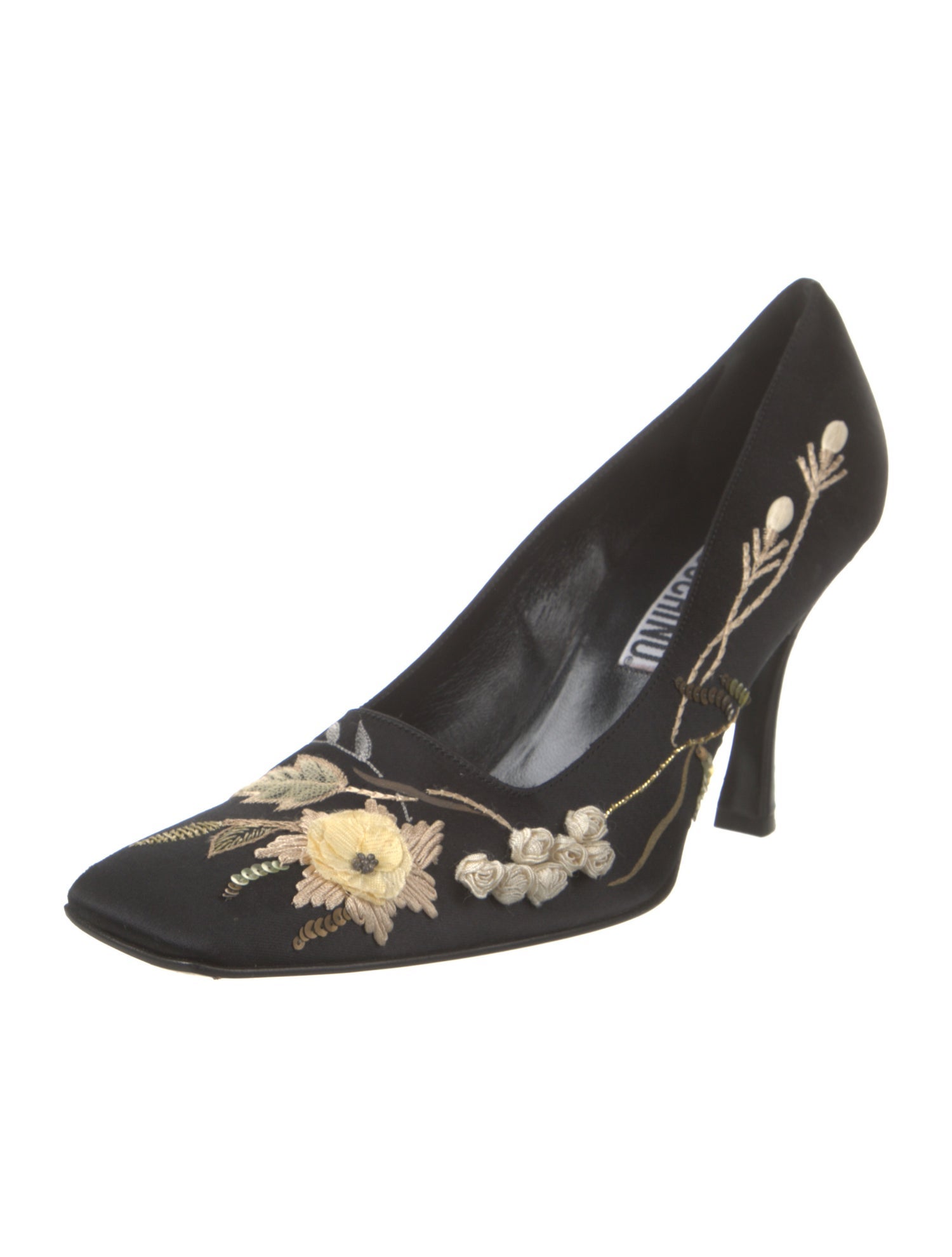 Moschino Satin Floral Print Pumps