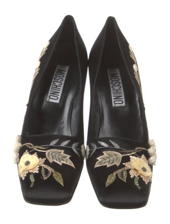 Moschino Satin Floral Print Pumps