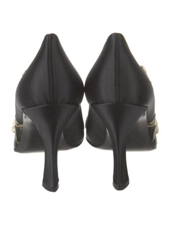 Moschino Satin Floral Print Pumps