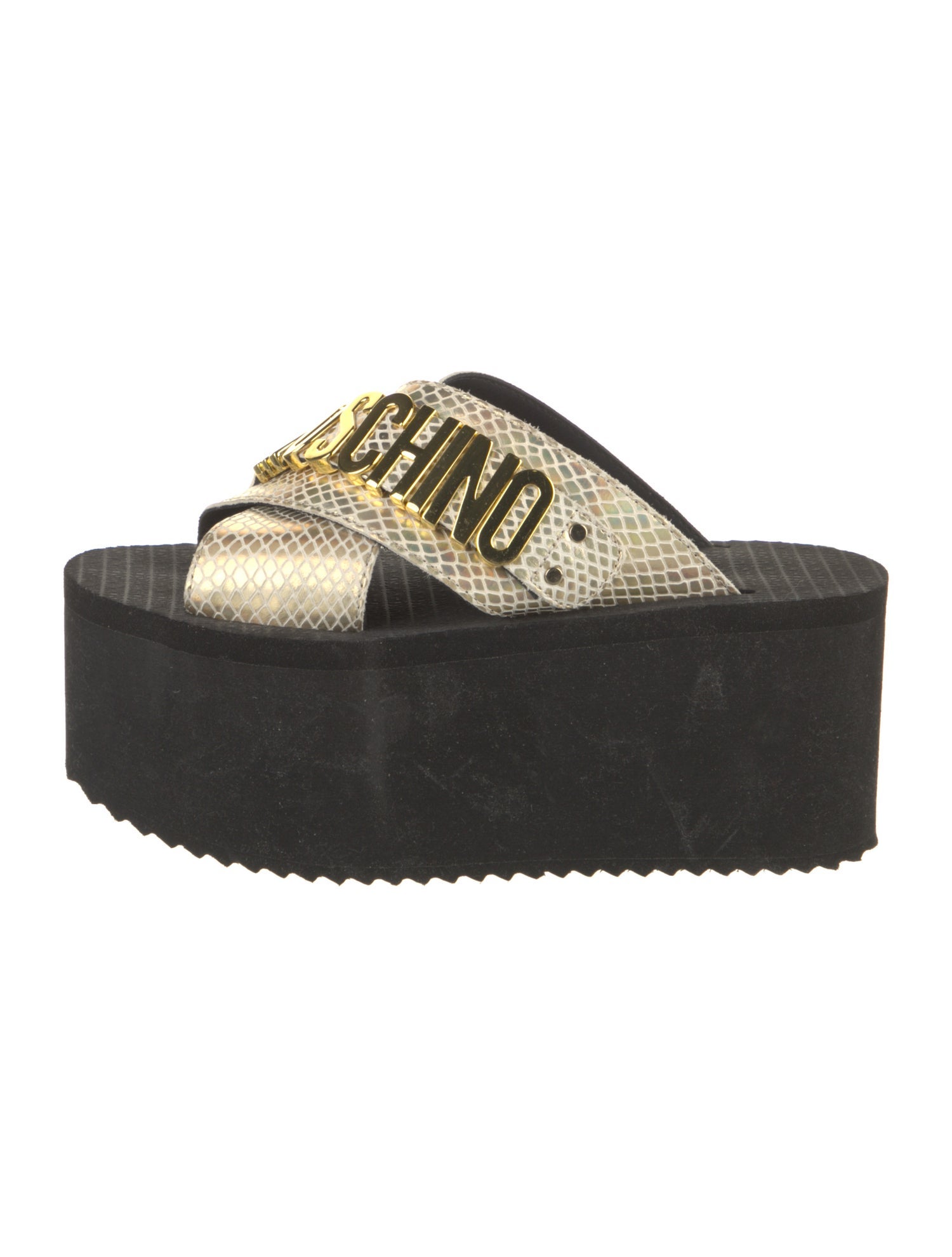 Moschino Leather Printed Slides