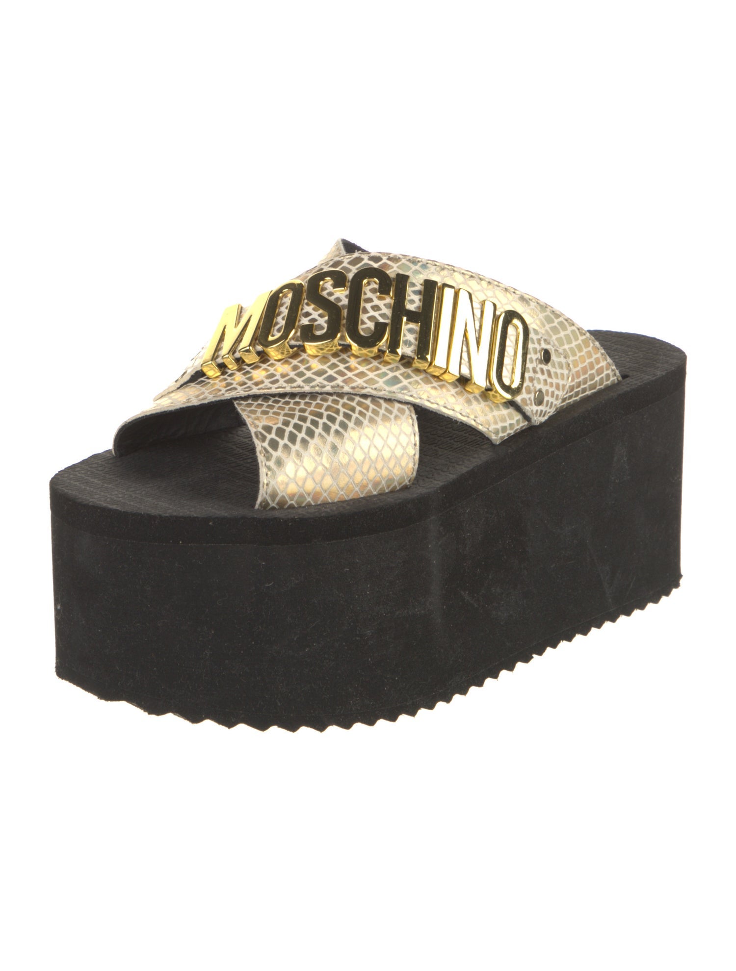 Moschino Leather Printed Slides