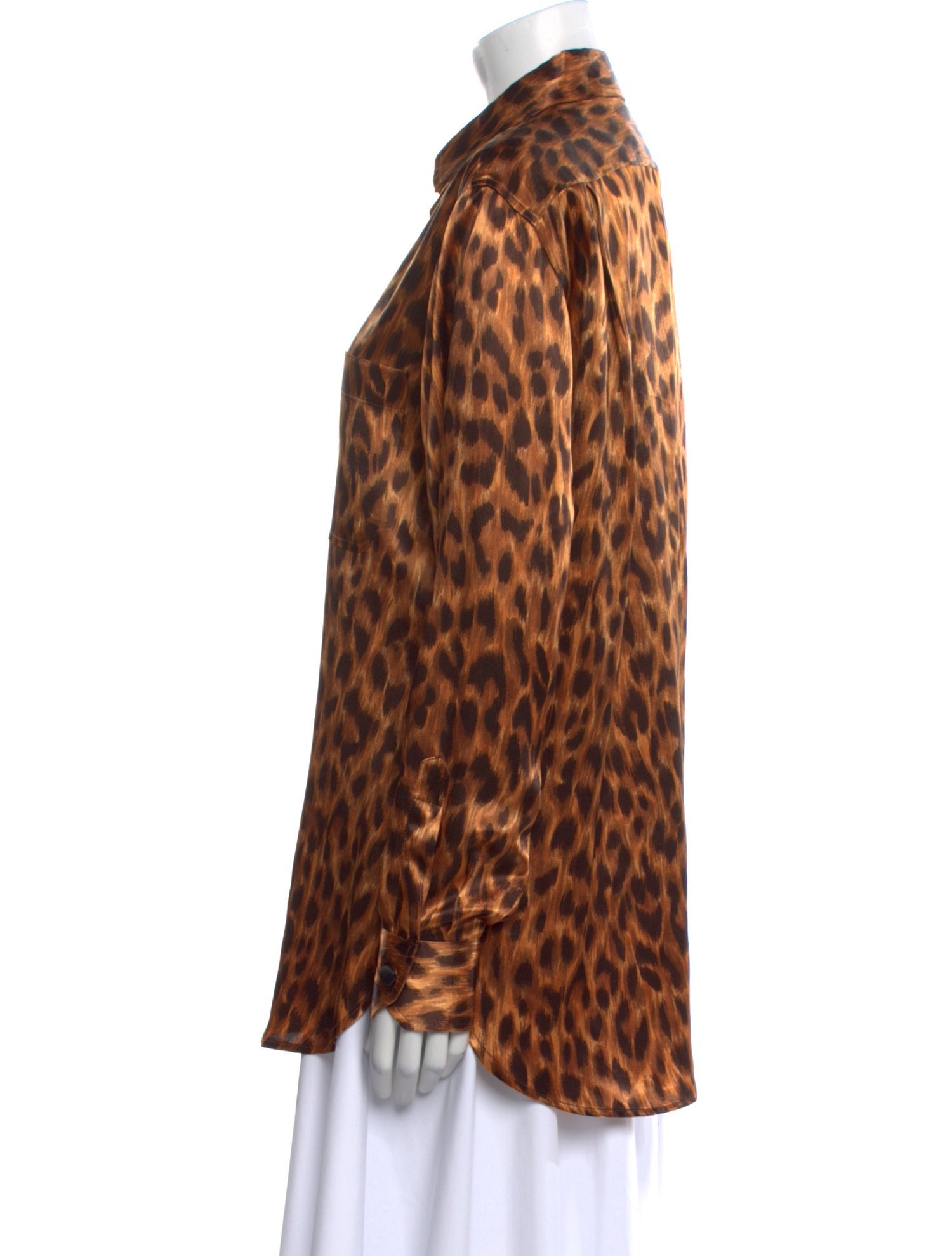 Moschino Animal Print Long Sleeve Button-Up Top