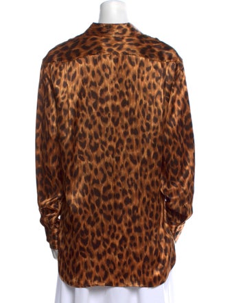 Moschino Animal Print Long Sleeve Button-Up Top