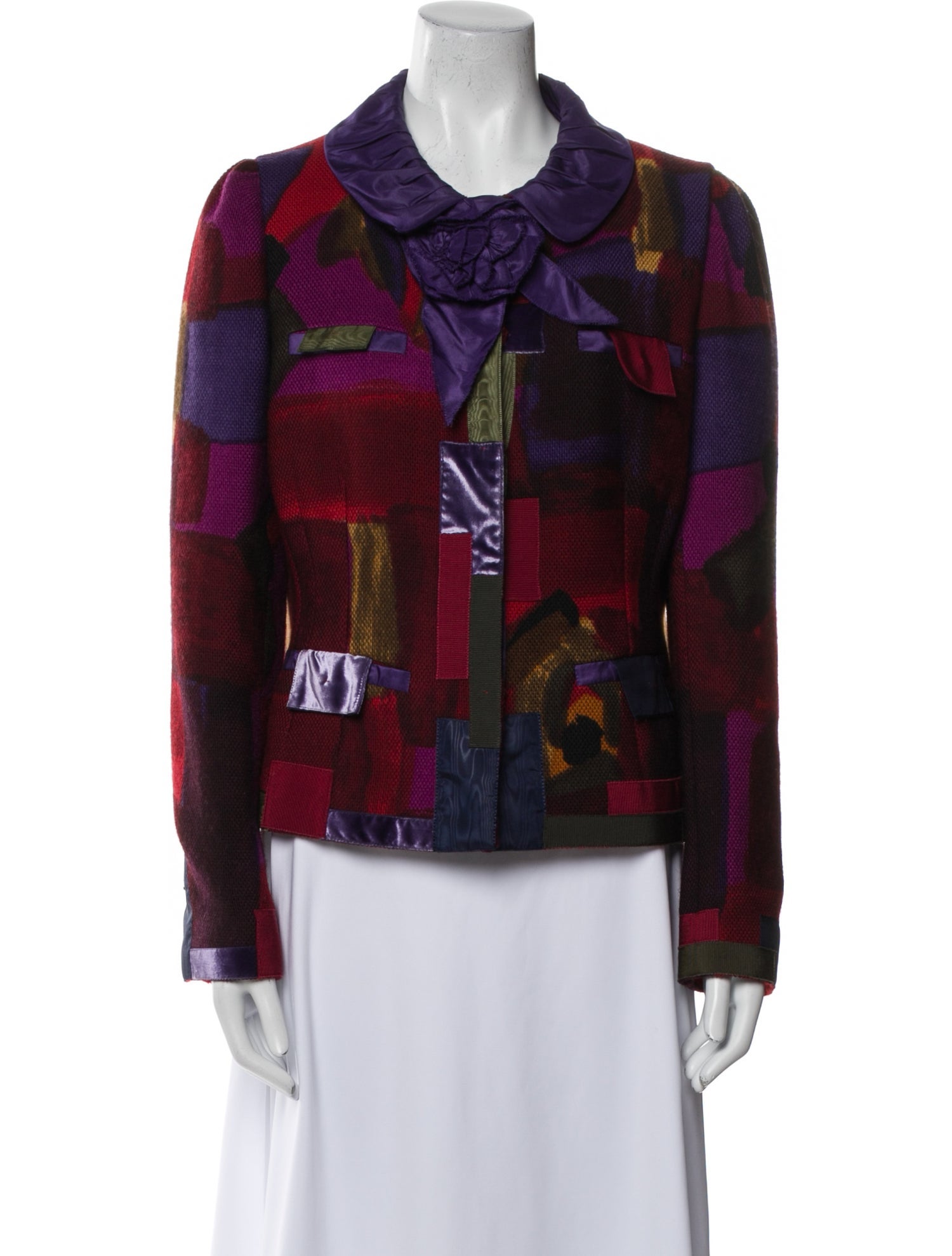 Moschino Wool Plaid Print Evening Jacket