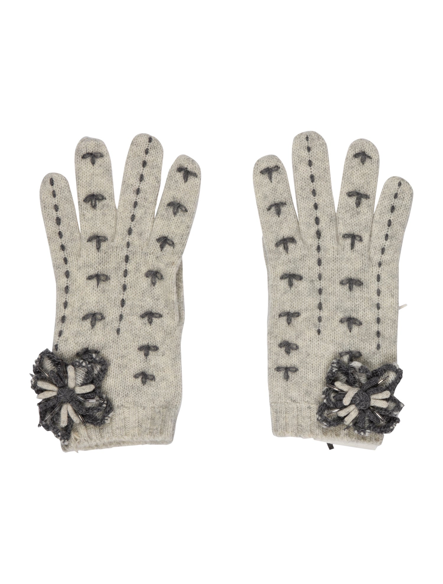 Moschino Grey Wool Gloves