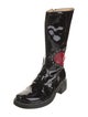 Moschino Patent Leather Graphic Print Combat Boots