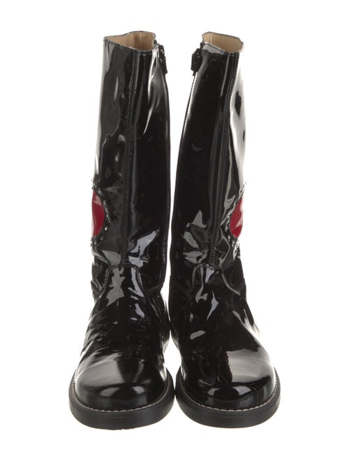 Moschino Patent Leather Graphic Print Combat Boots