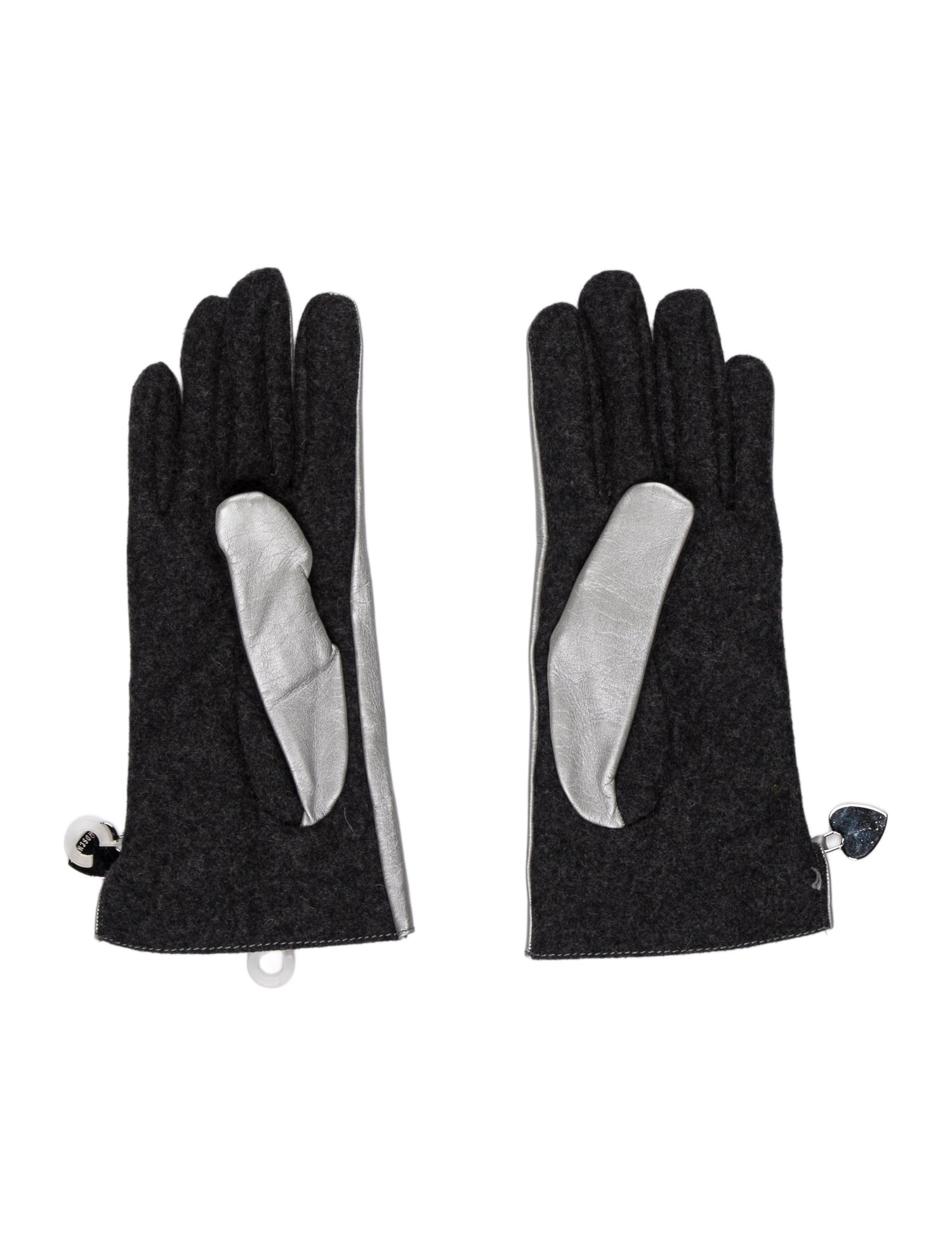 Moschino Silver Leather Gloves