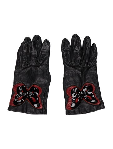 Moschino Winter Accessories Black Leather Gloves