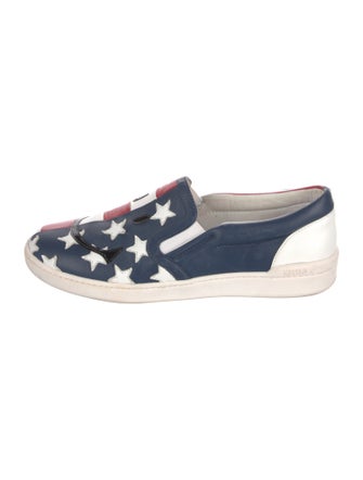 Moschino Nova Check Pattern Leather Sneakers