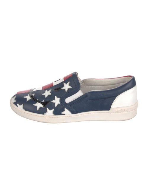 Moschino Nova Check Pattern Leather Sneakers