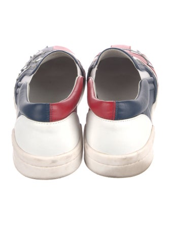 Moschino Nova Check Pattern Leather Sneakers