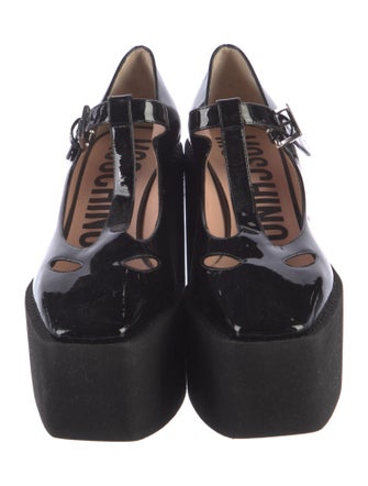 Moschino Patent Leather T-Strap Pumps