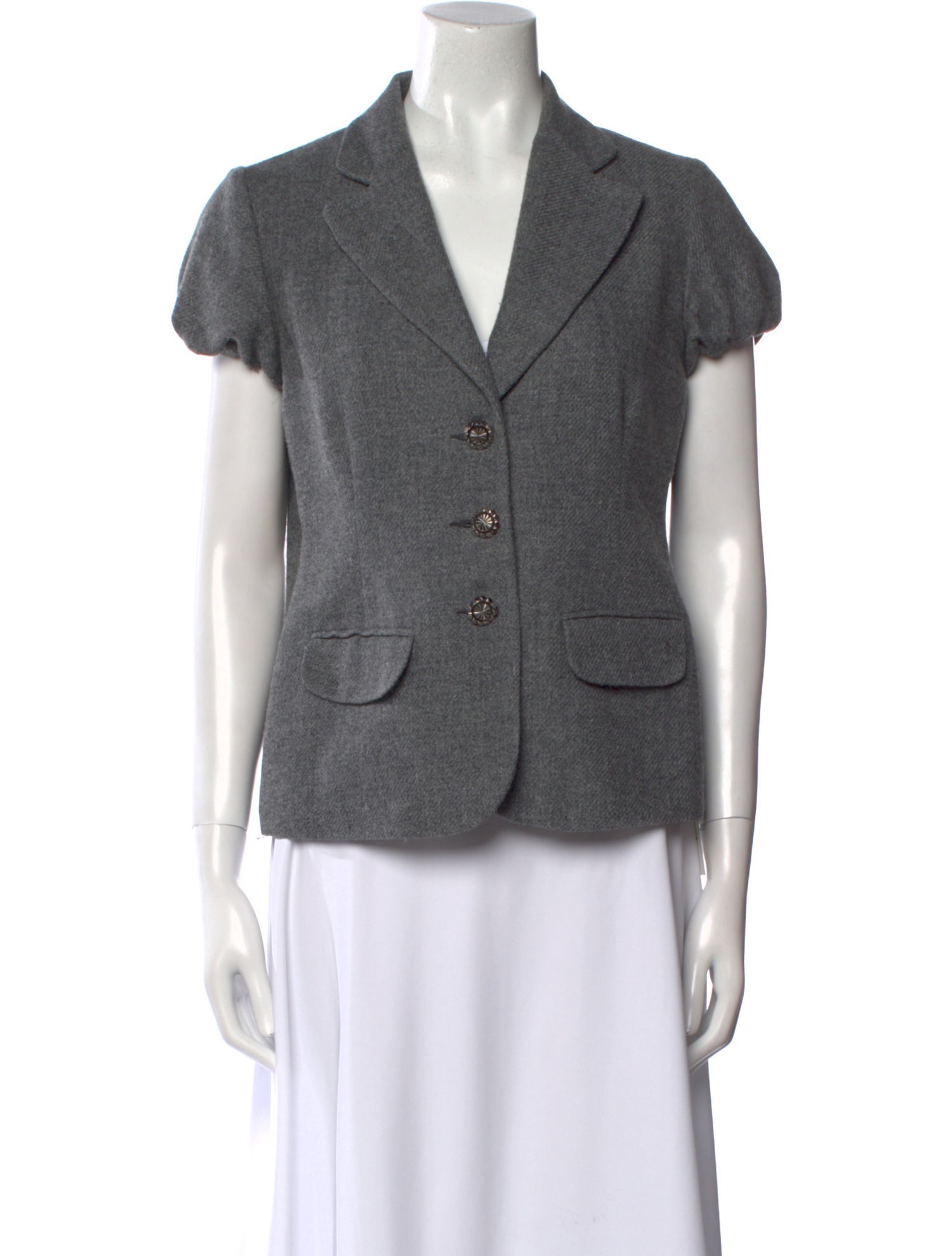 Moschino Jeans Virgin Wool Short Sleeve Button-Up Top