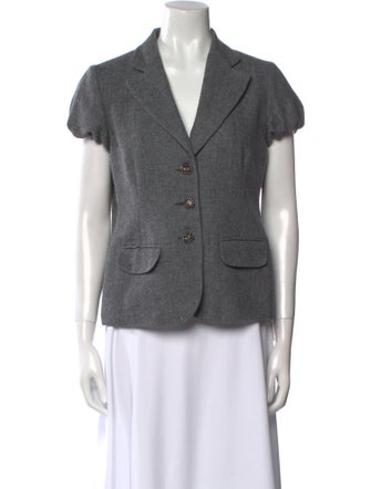 Moschino Jeans Virgin Wool Short Sleeve Button-Up Top