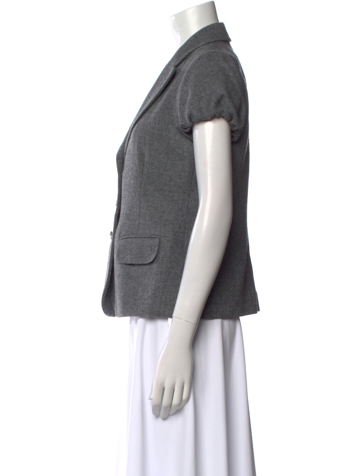 Moschino Jeans Virgin Wool Short Sleeve Button-Up Top