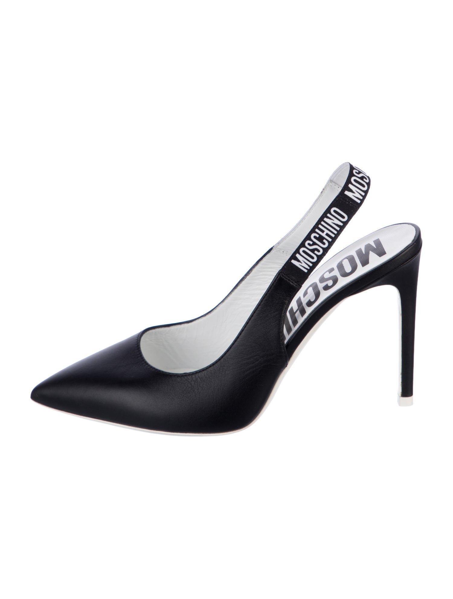 Moschino Leather Cutout Accent Slingback Pumps