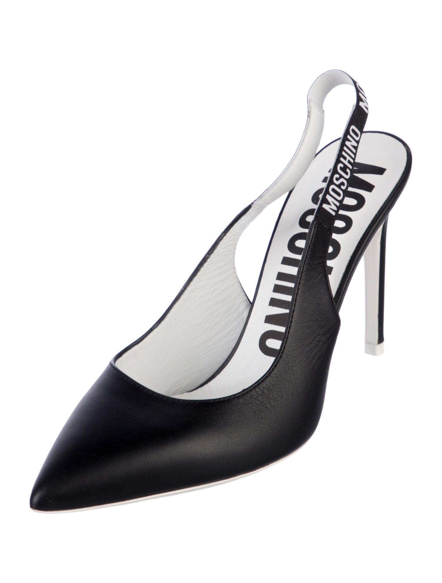 Moschino Leather Cutout Accent Slingback Pumps