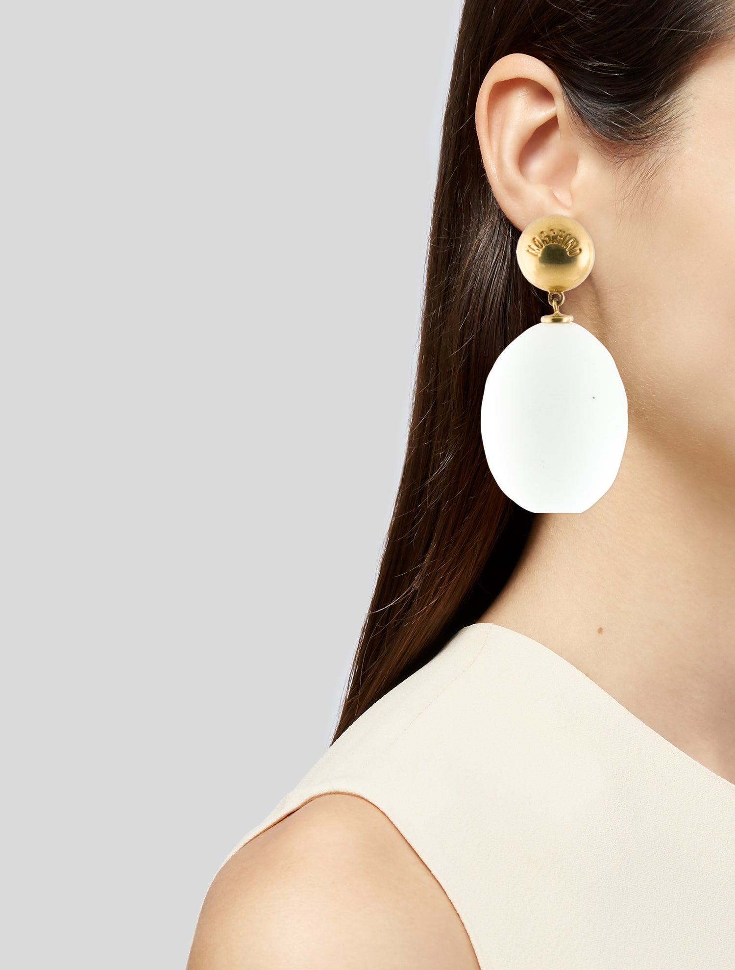 Moschino Resin Egg Drop Earrings