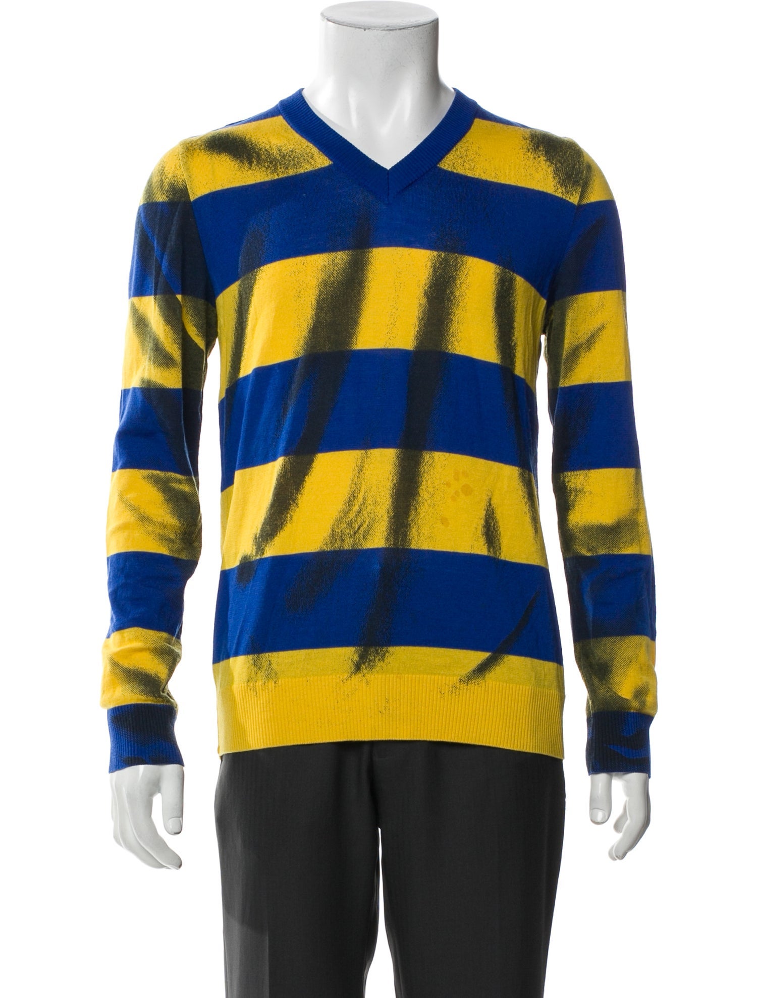 Moschino Colorblock Pattern V-Neck Pullover