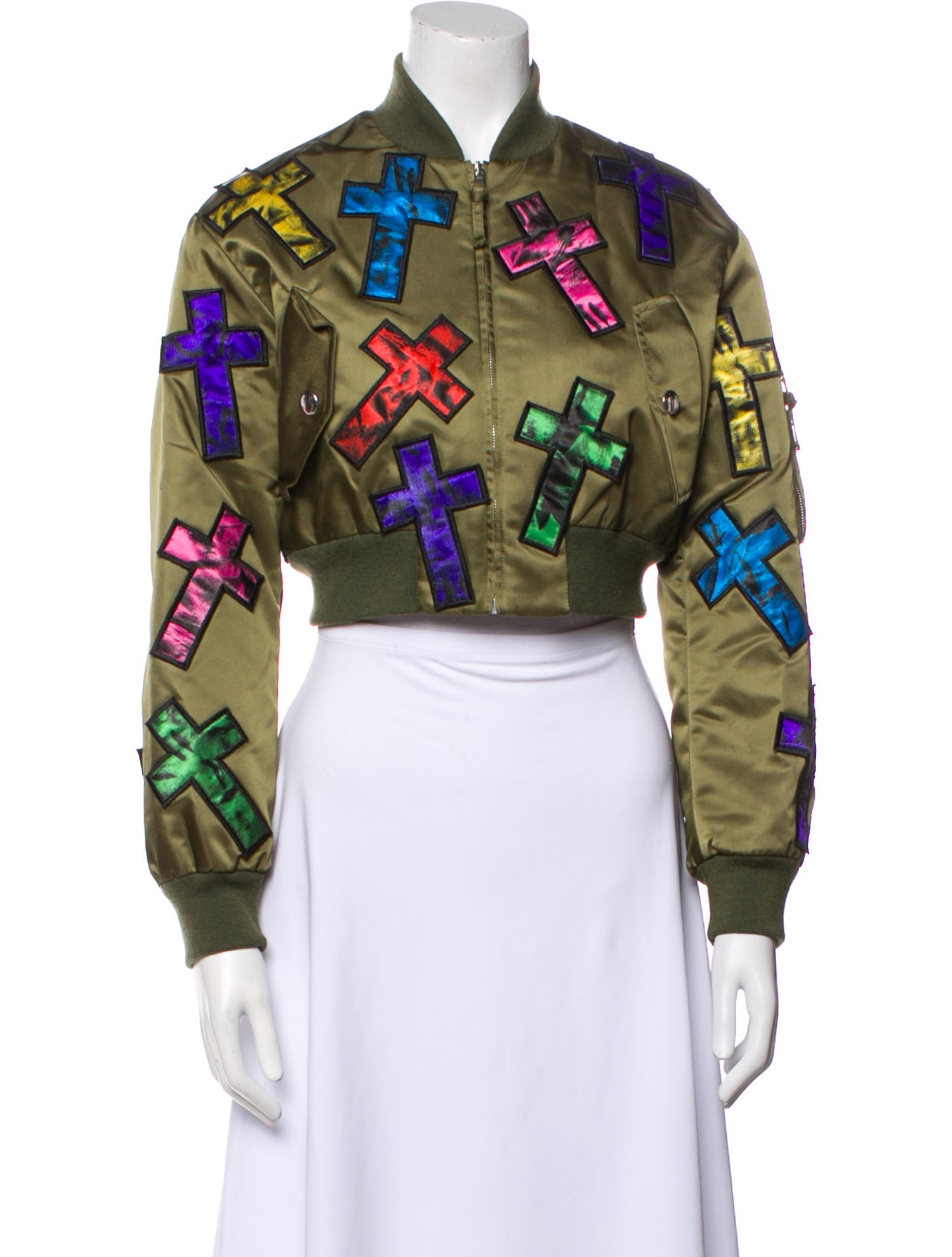 Moschino Couture Virgin Wool Printed Bomber Jacket