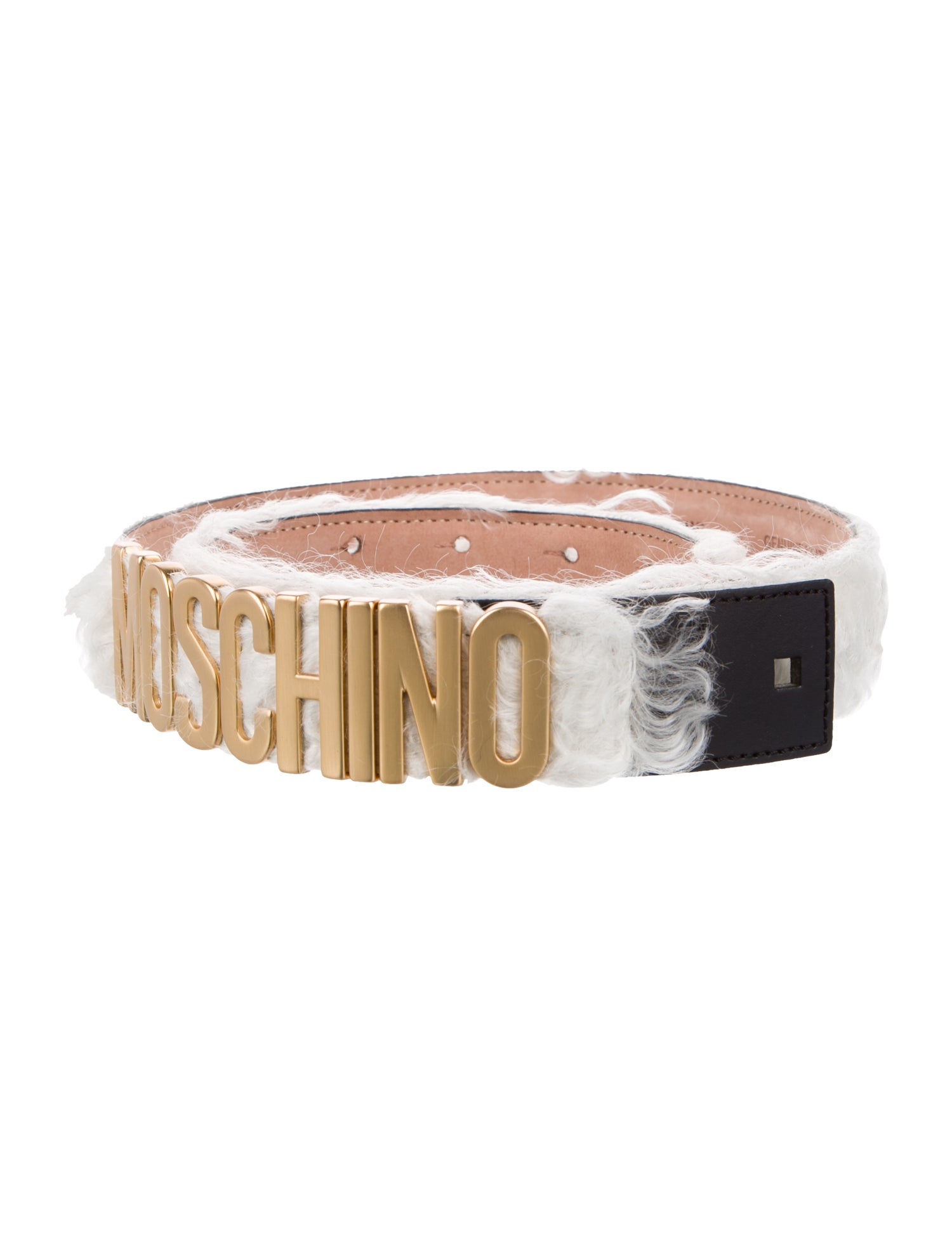 Moschino Leather Fur Trim Waist Belt w/ Tags