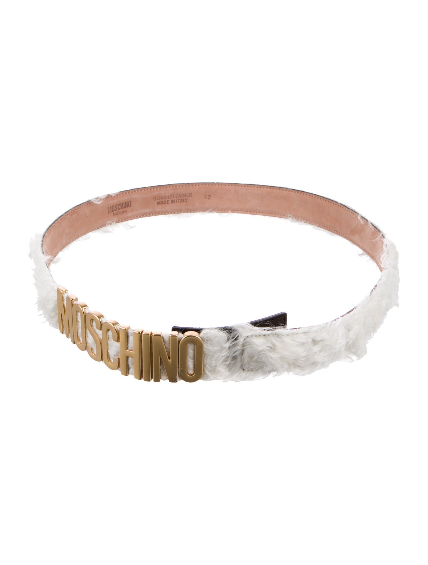 Moschino Leather Fur Trim Waist Belt w/ Tags