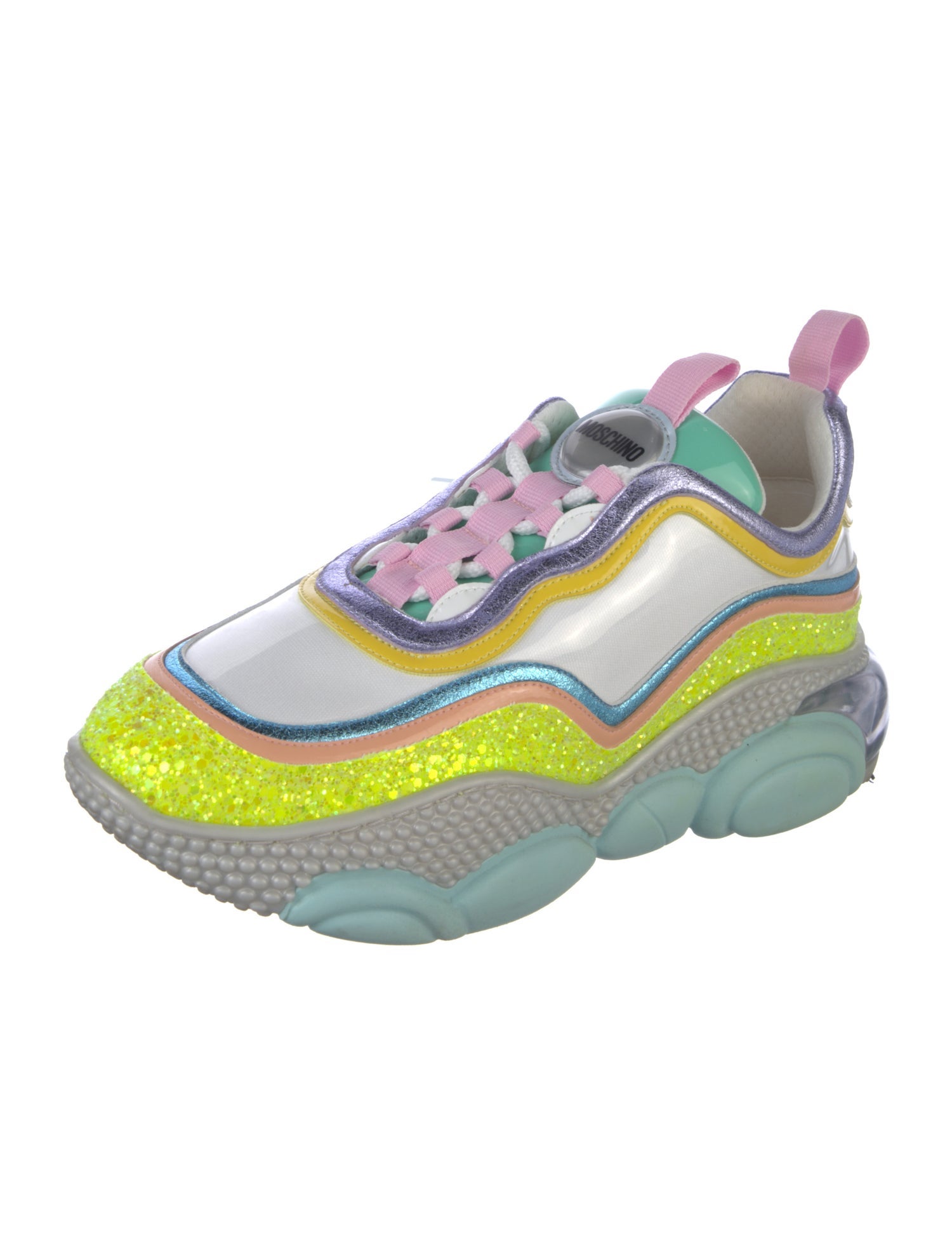 Moschino Glitter Colorblock Pattern Sneakers