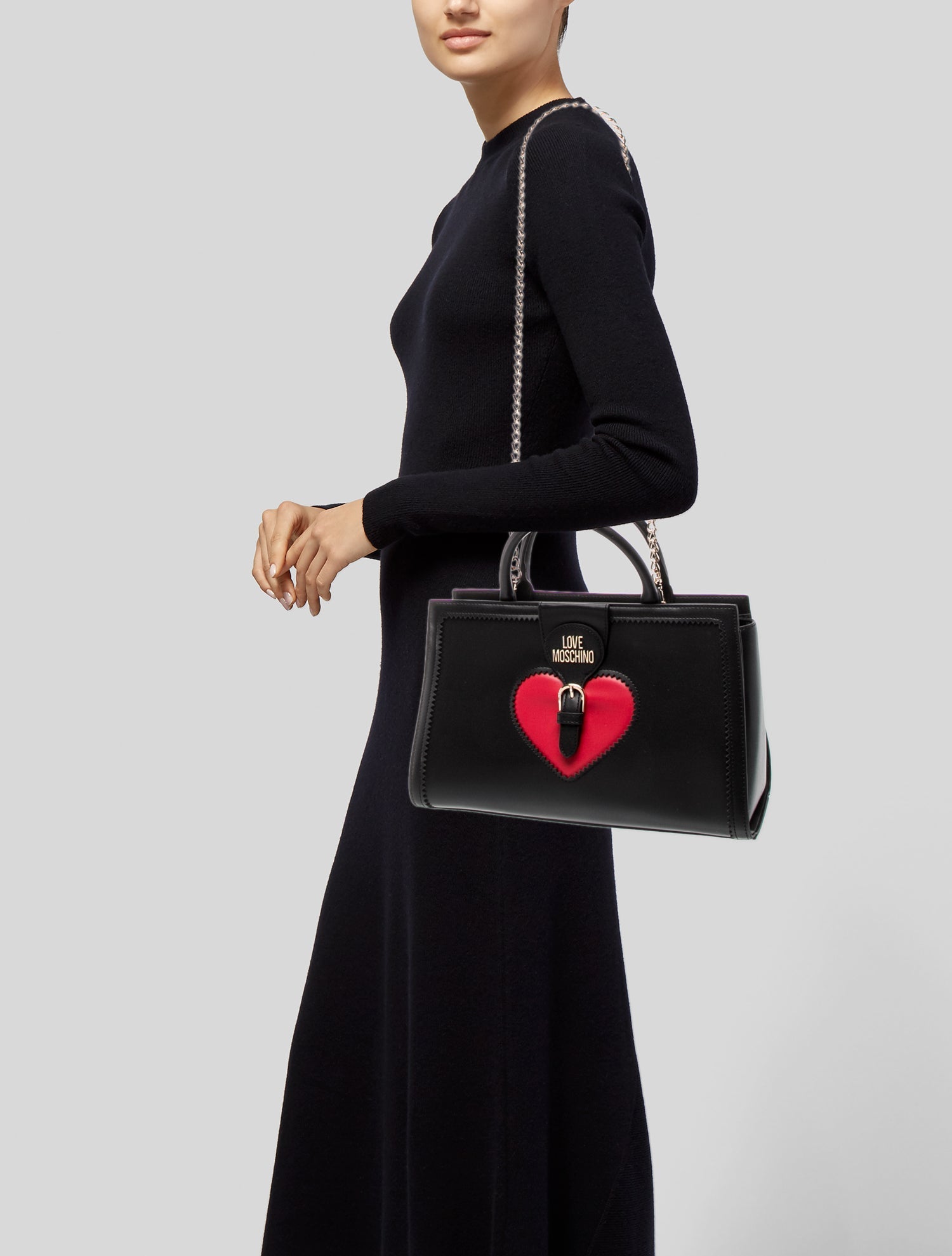 Moschino Leather Top Handle Bag