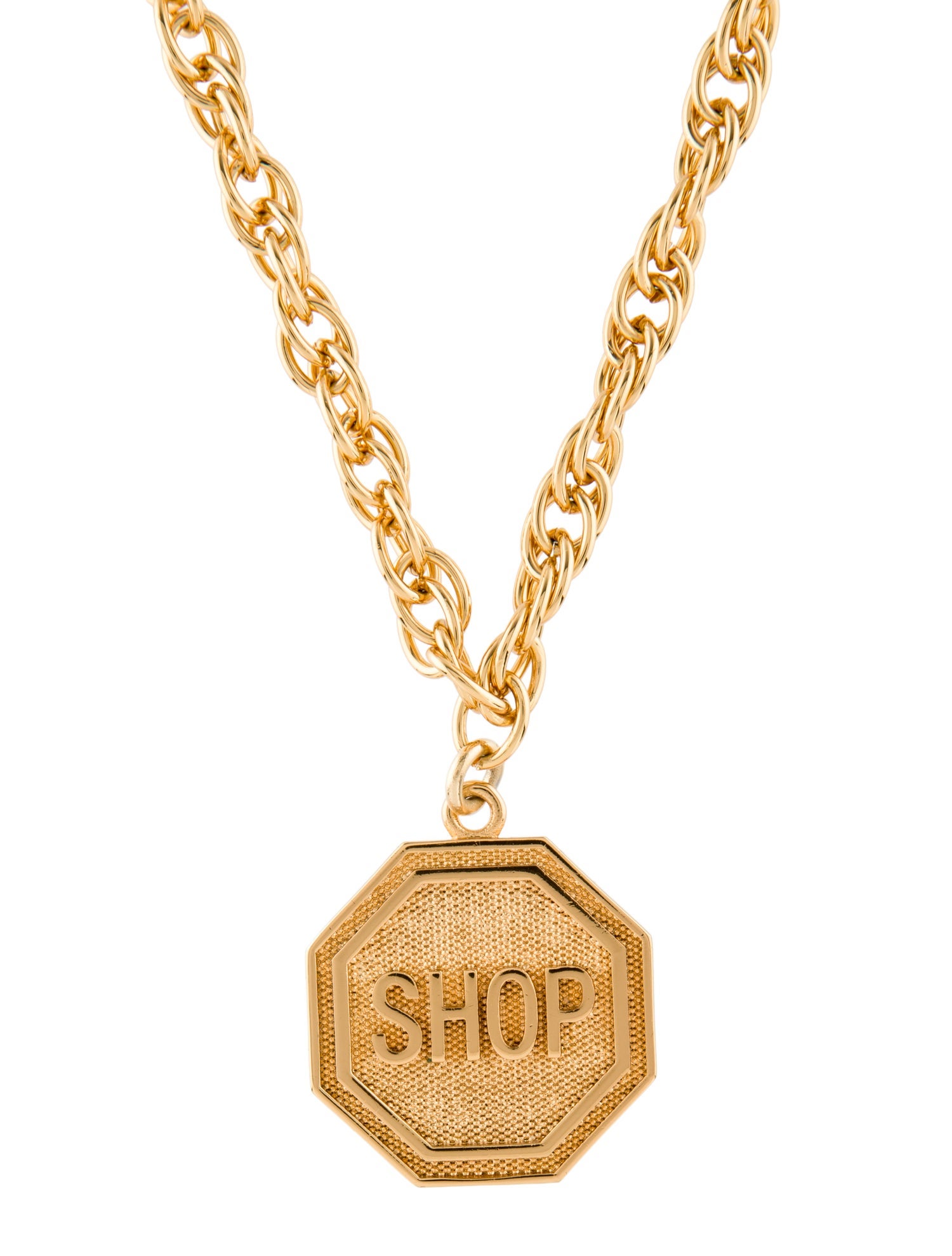 Moschino 'SHOP' Logo Pendant Necklace