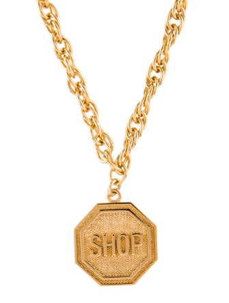 Moschino 'SHOP' Logo Pendant Necklace