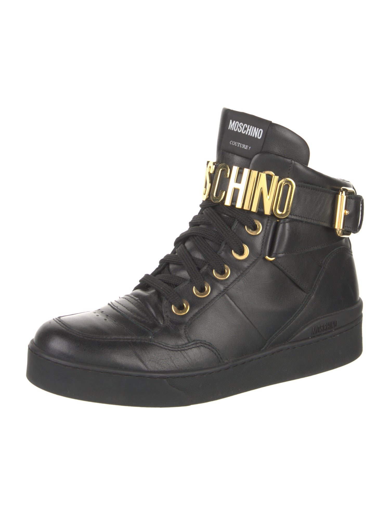 Moschino Leather Wedge Sneakers