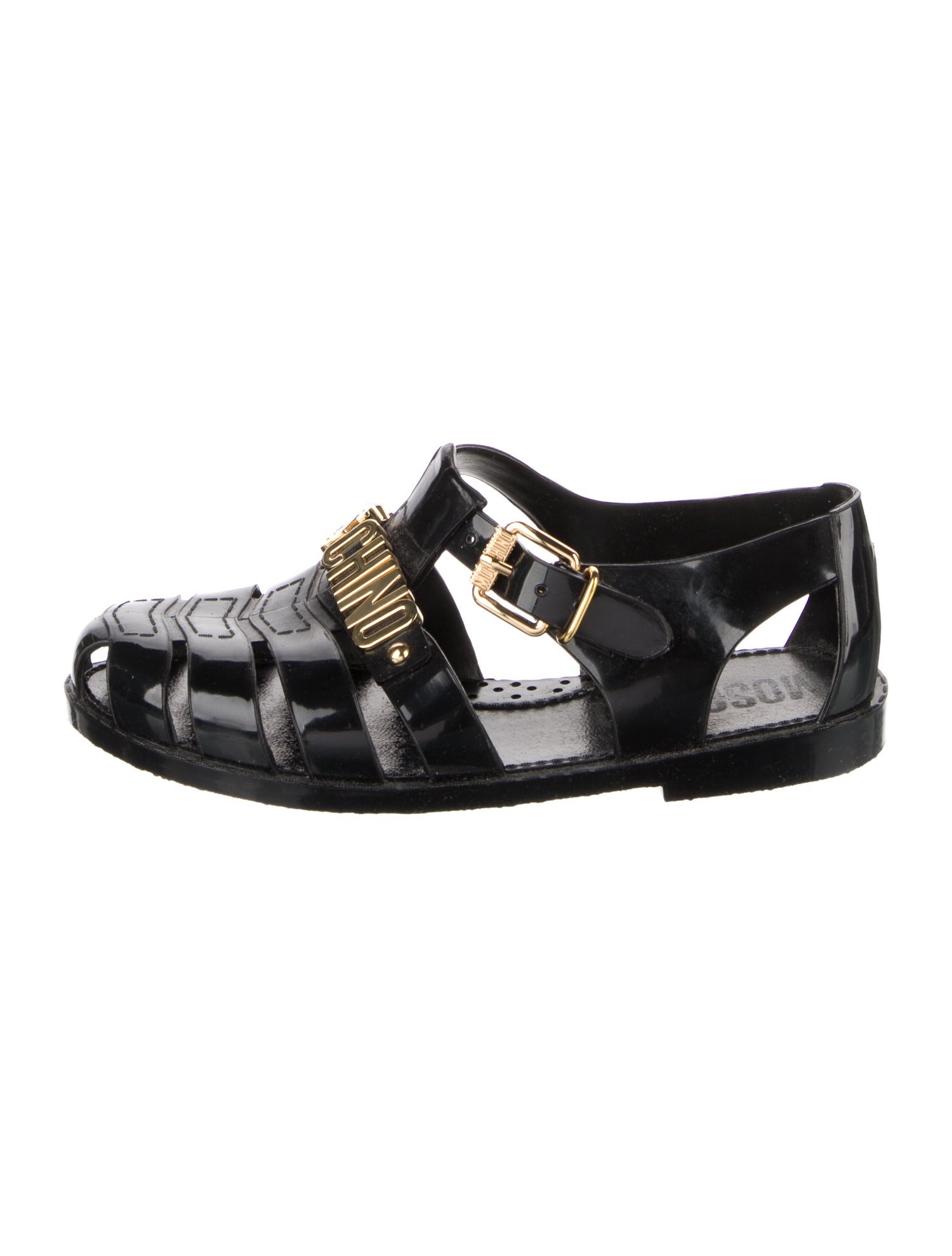 Moschino Rubber T-Strap Sandals