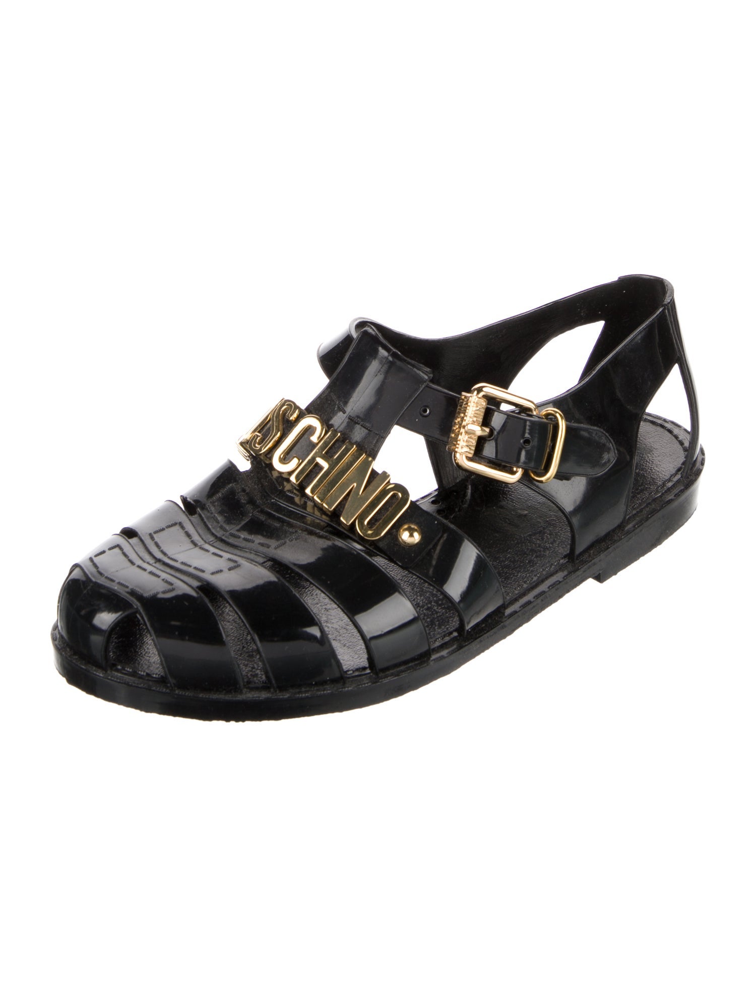Moschino Rubber T-Strap Sandals