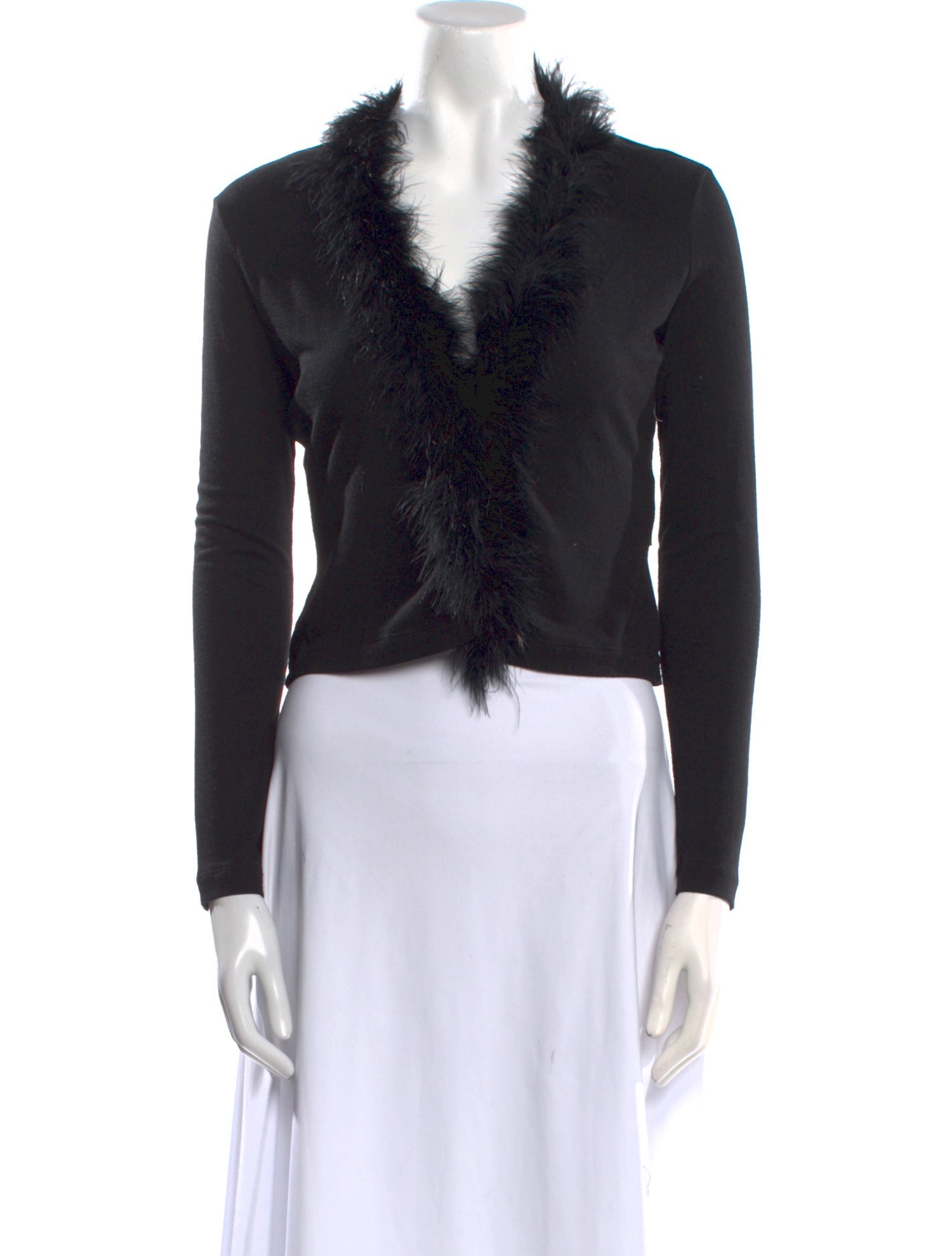 Moschino V-Neck Long Sleeve Crop Top