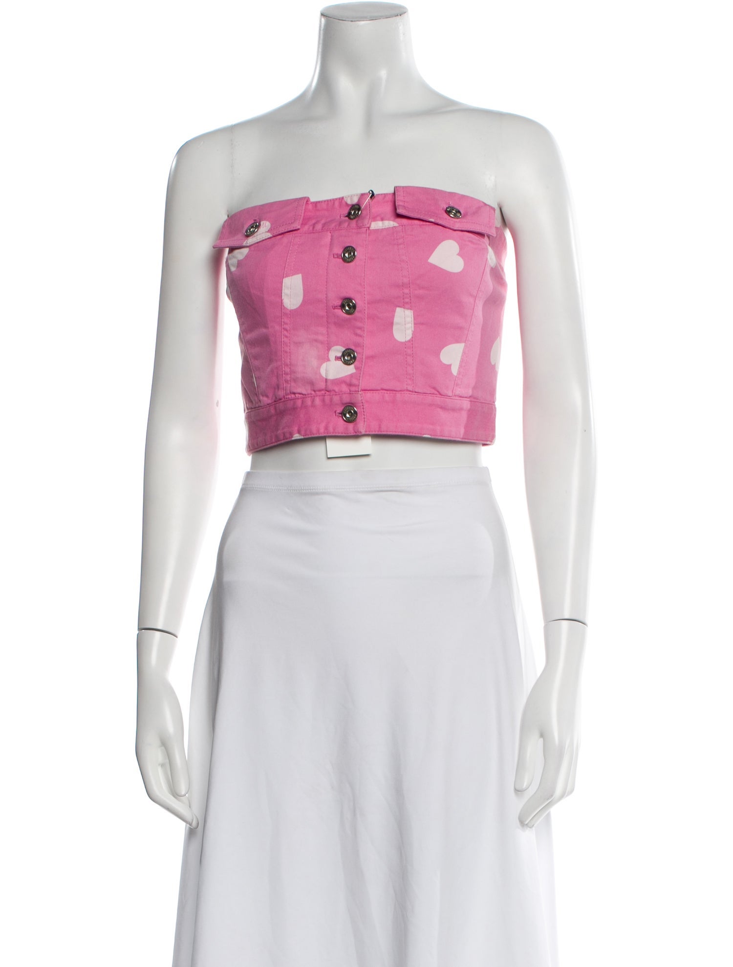 Moschino Couture Printed Strapless Crop Top