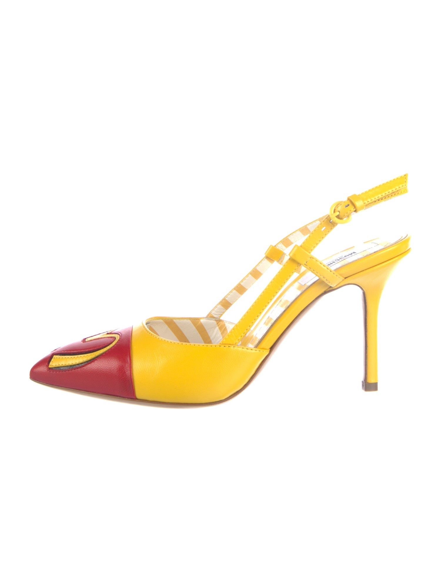 Moschino Leather Colorblock Pattern Slingback Pumps