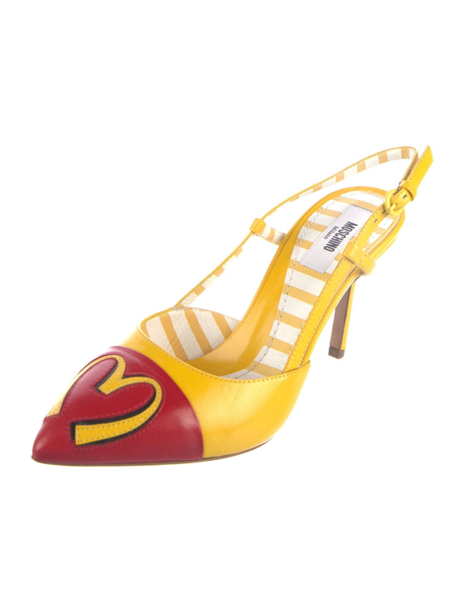 Moschino Leather Colorblock Pattern Slingback Pumps
