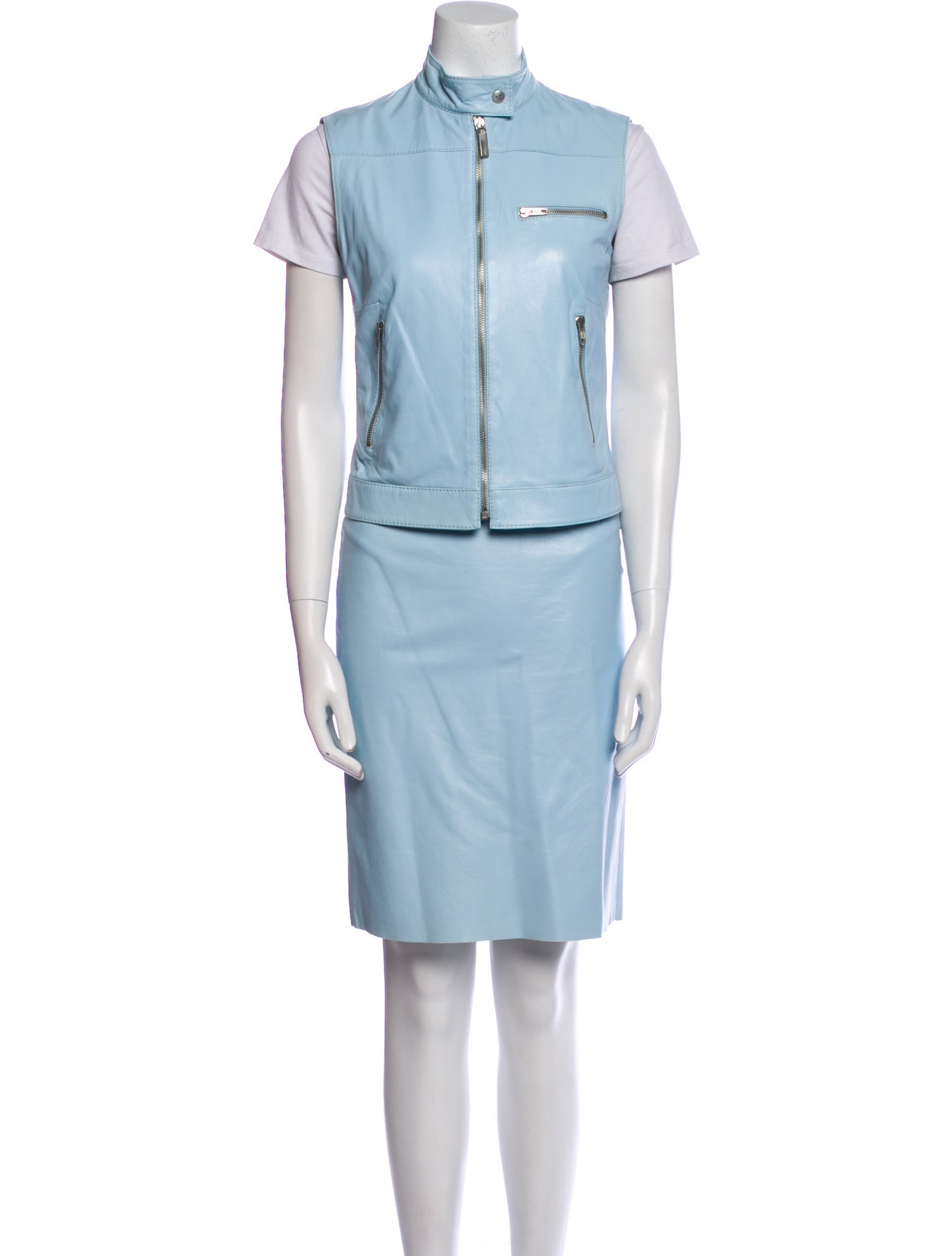Moschino Cheap and Chic Lamb Leather Skirt Suit