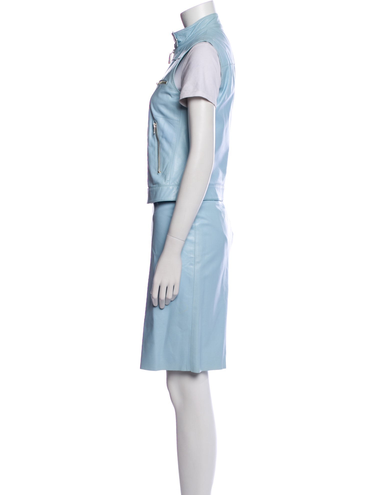 Moschino Cheap and Chic Lamb Leather Skirt Suit