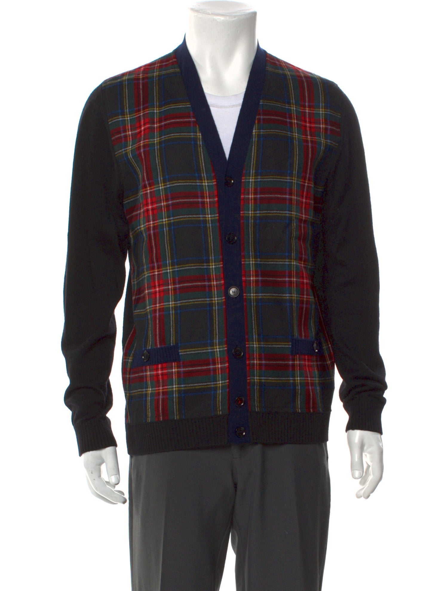 Moschino Wool Plaid Print Cardigan
