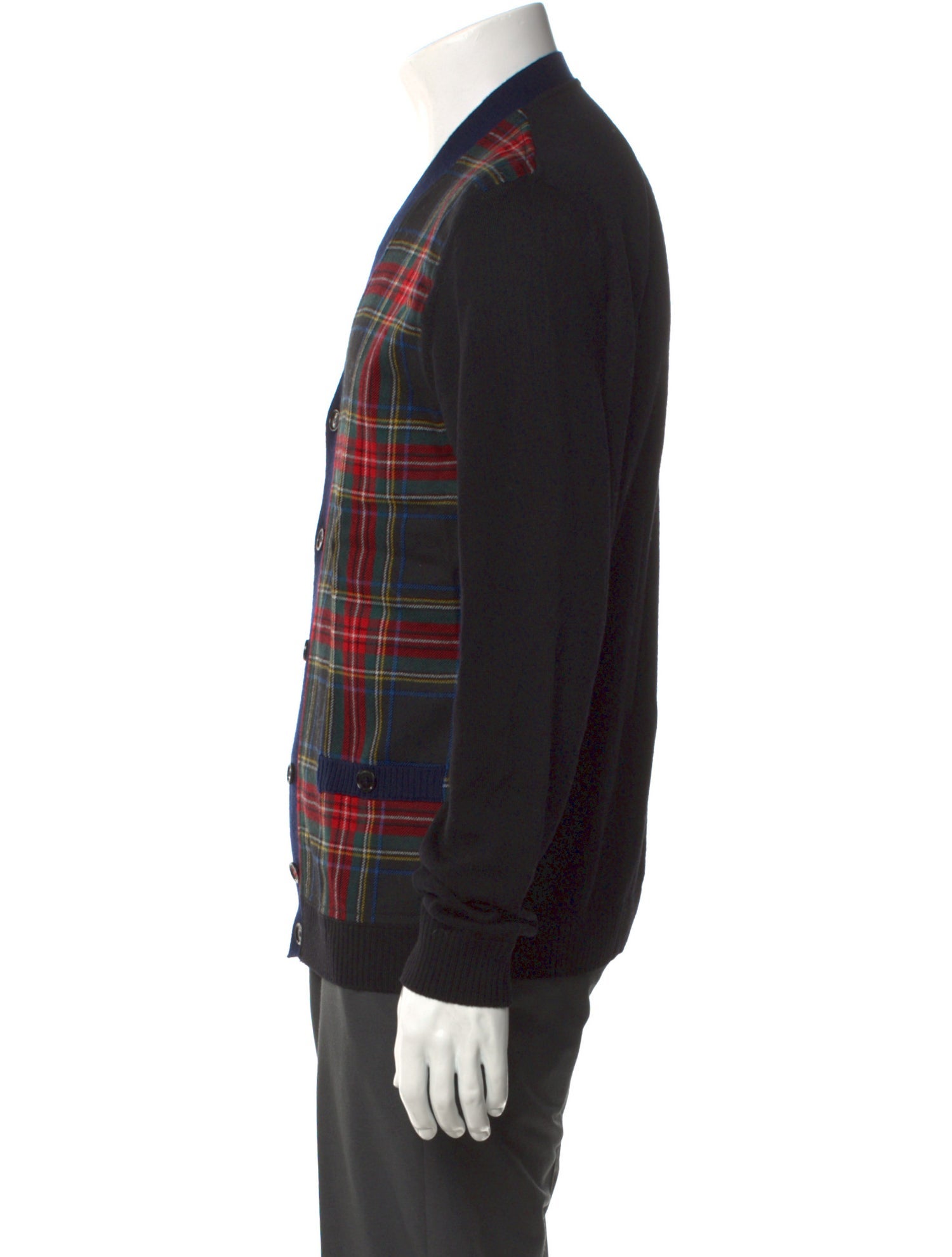 Moschino Wool Plaid Print Cardigan